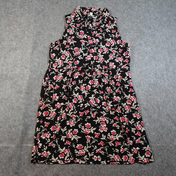 J. Jill Dresses & Skirts - J Jill Dress Womens Large Black Floral Sleeveless Collared Midi Dress Pockets